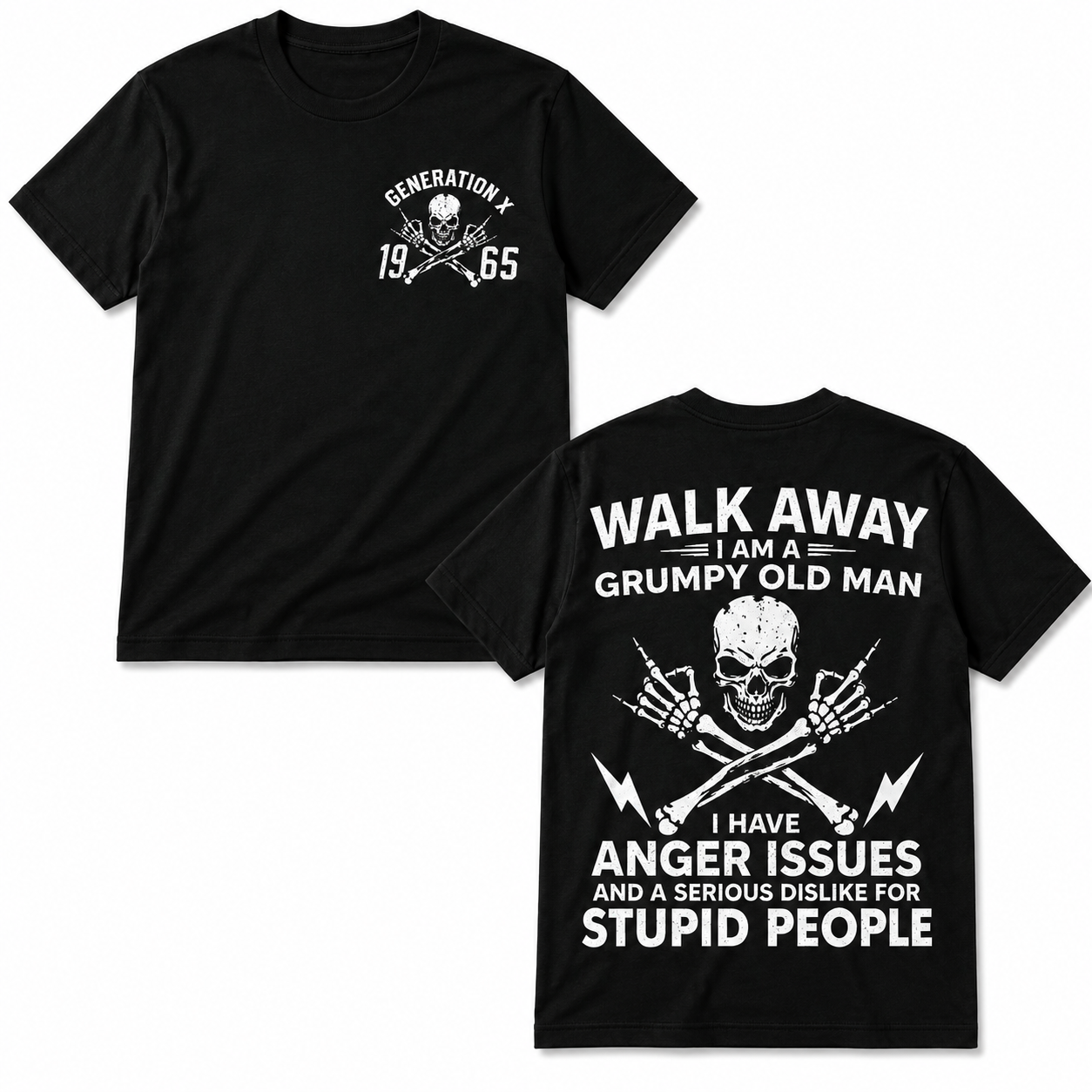 Generation X 1965 Grumpy Old Man T-Shirt | Funny Skull Graphic Tee