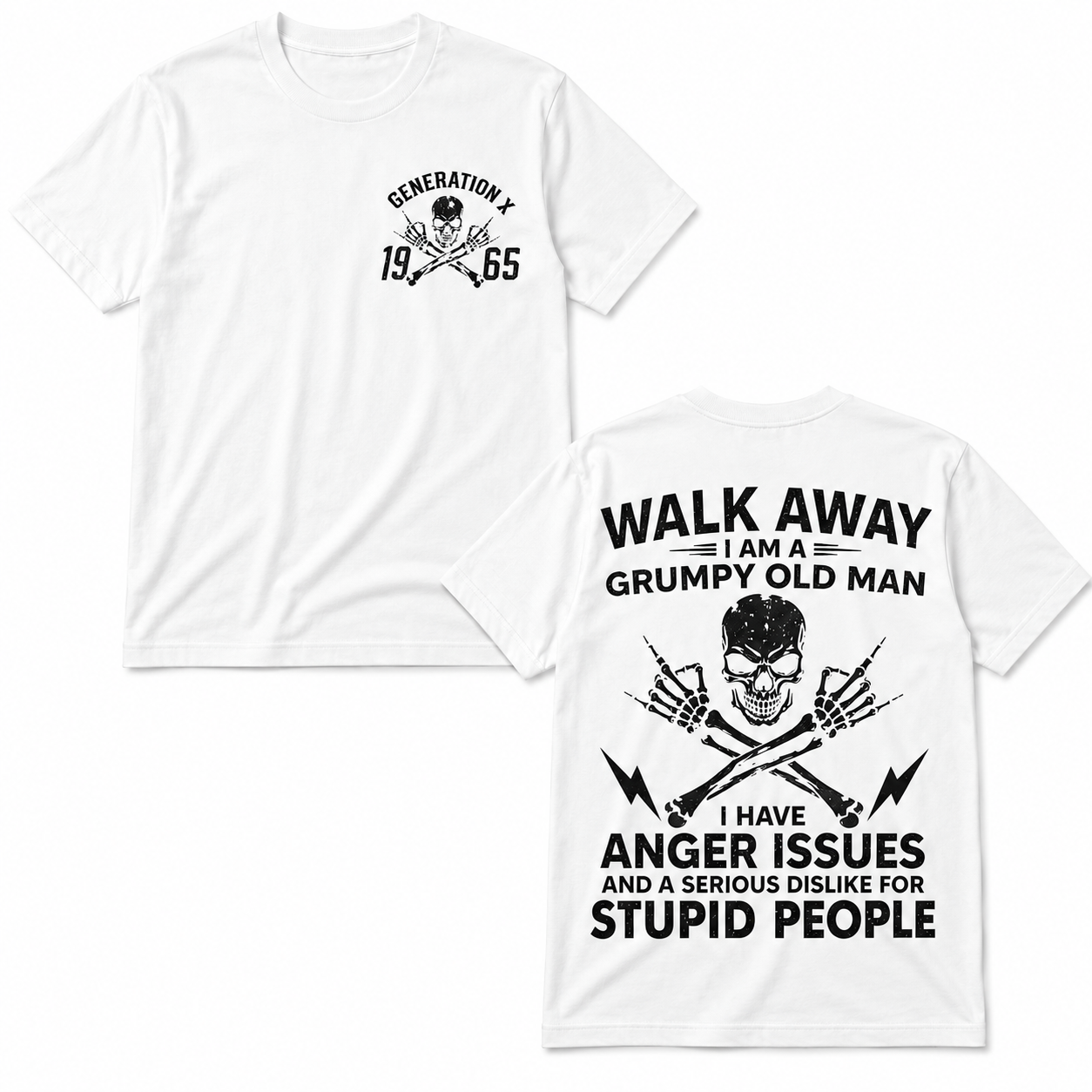 Generation X 1965 Grumpy Old Man T-Shirt | Funny Skull Graphic Tee