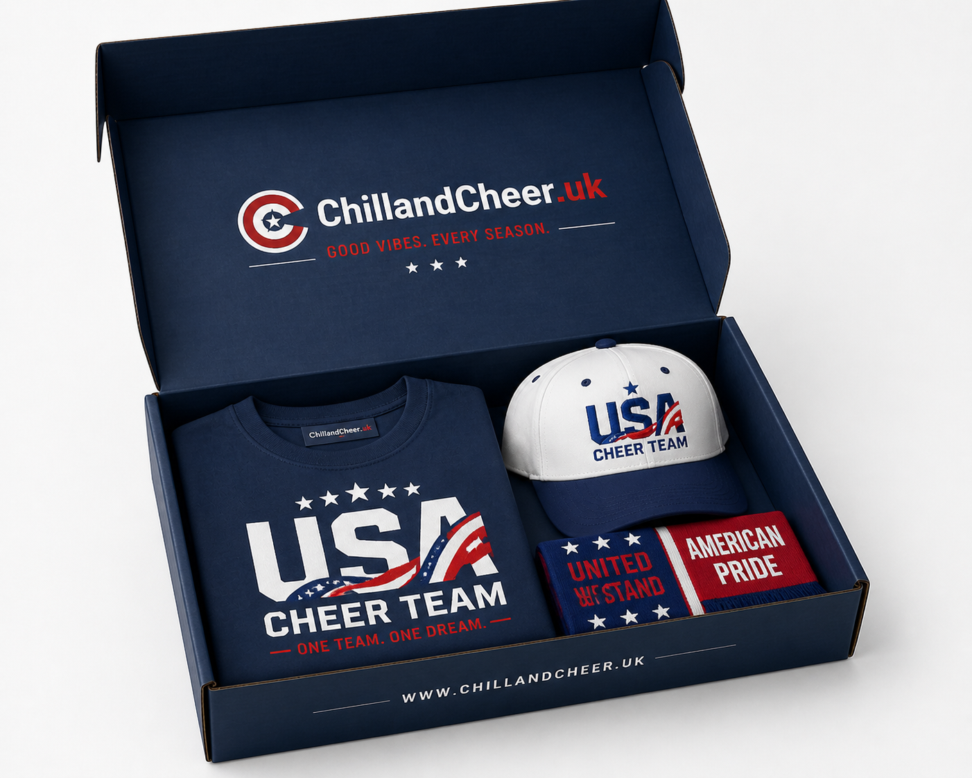 USA Fan Gear Combo – T-Shirt, Cap & Scarf