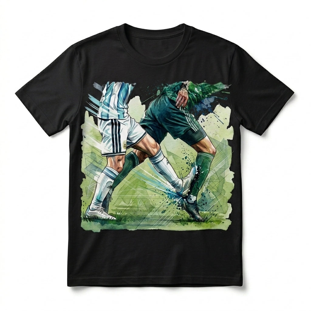 Soccer Duel Graphic T-Shirt | Soccer Art Tee