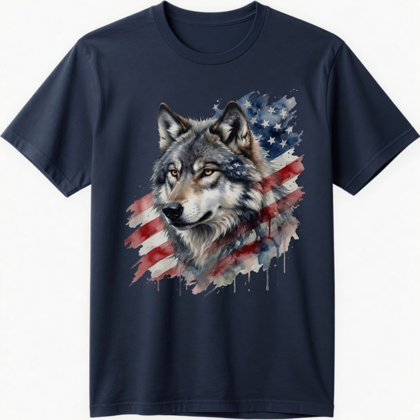 Wolf American Flag T-Shirt