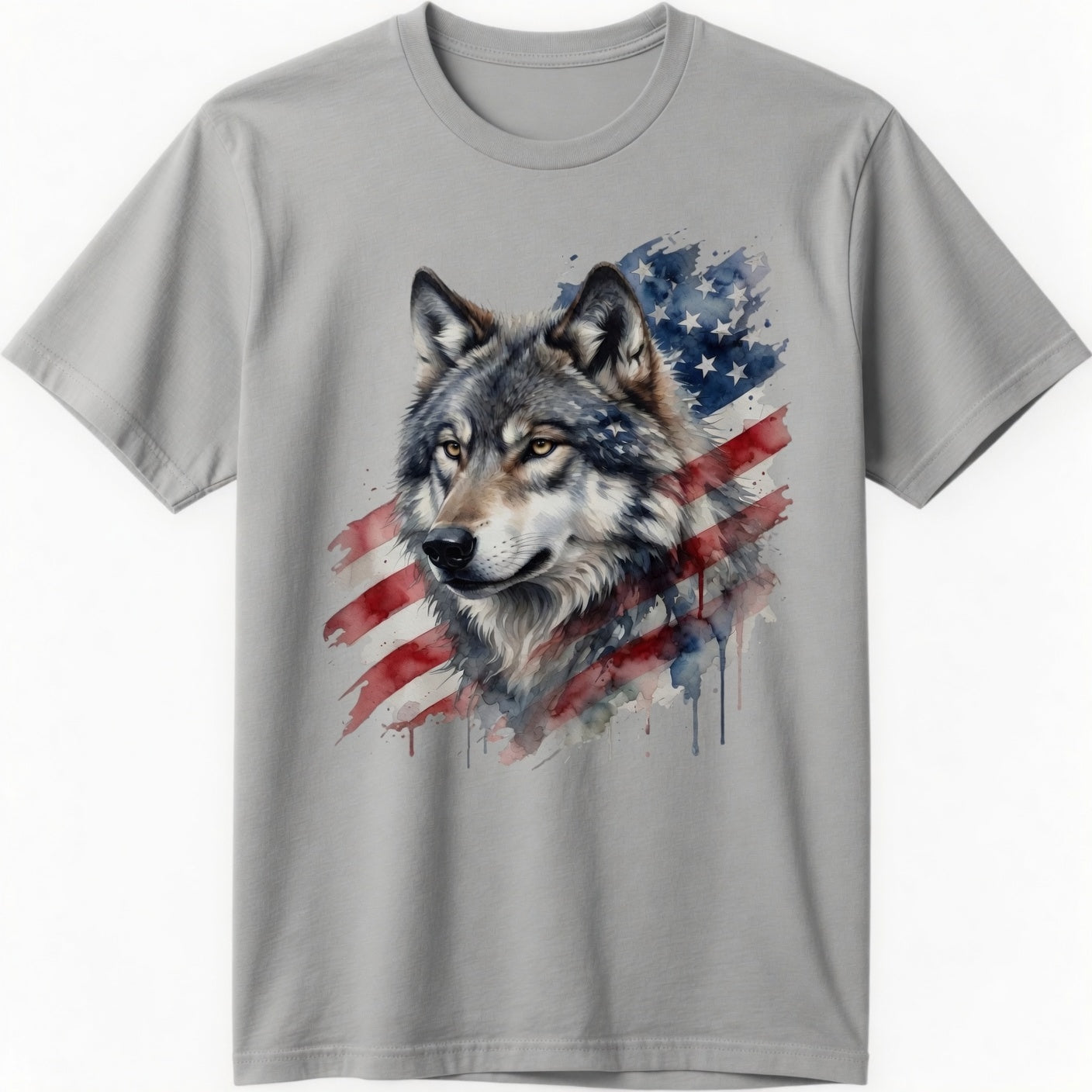 Wolf American Flag T-Shirt