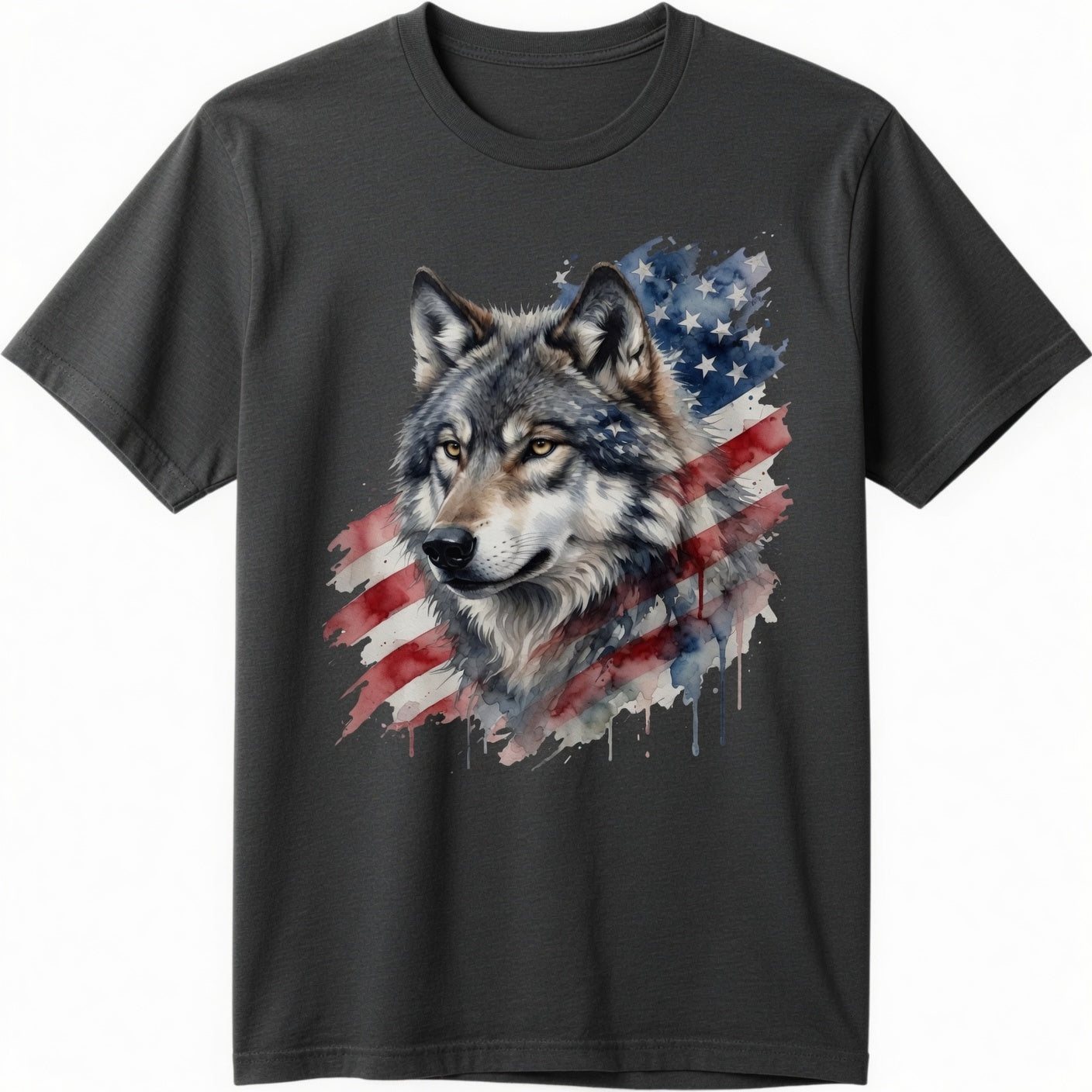 Wolf American Flag T-Shirt
