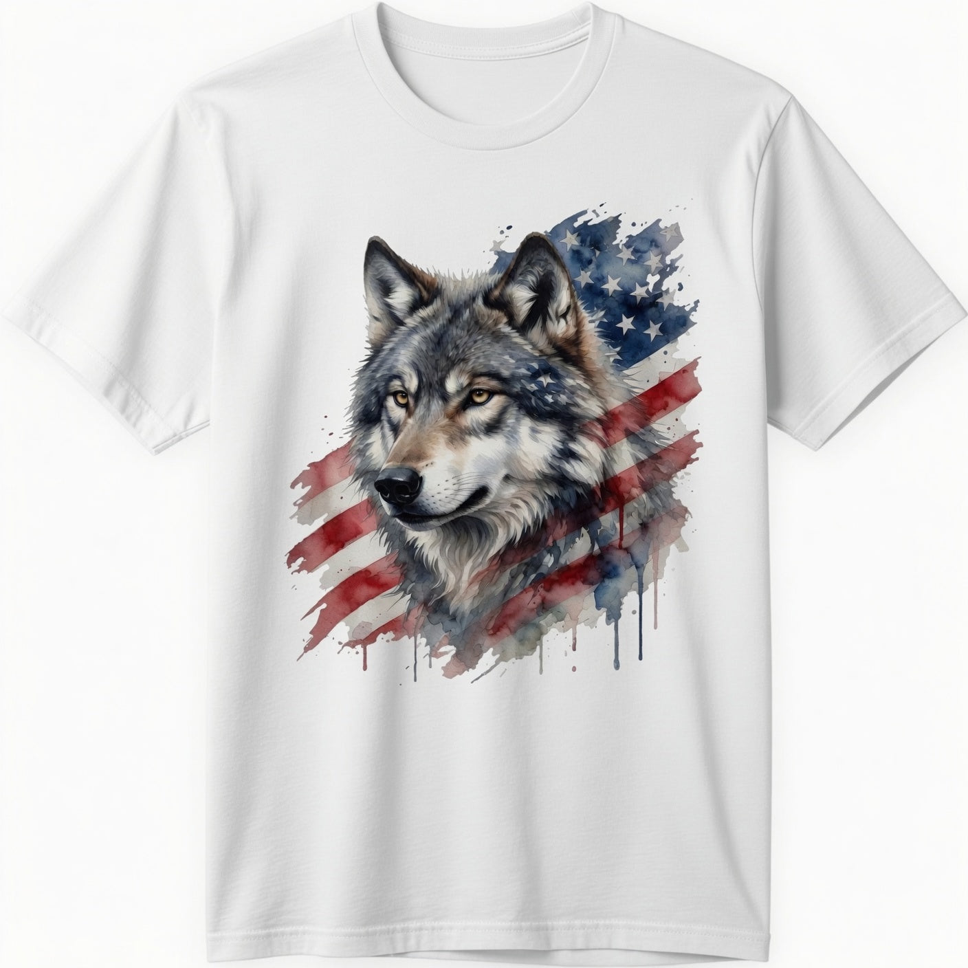 Wolf American Flag T-Shirt