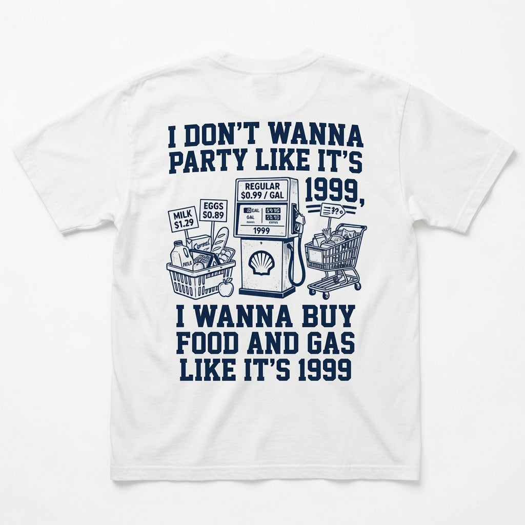 i don't wanna party like it's 1999 , i wanna buy food and gas like it's 1999